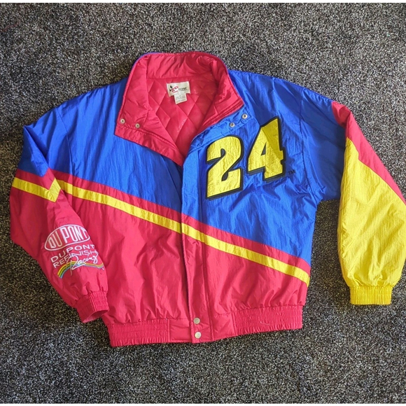 VTG Jeff Gordon #24 NASCAR Jacket XL Chase Authentics DuPont Rainbow Racing 90s - Picture 1 of 8